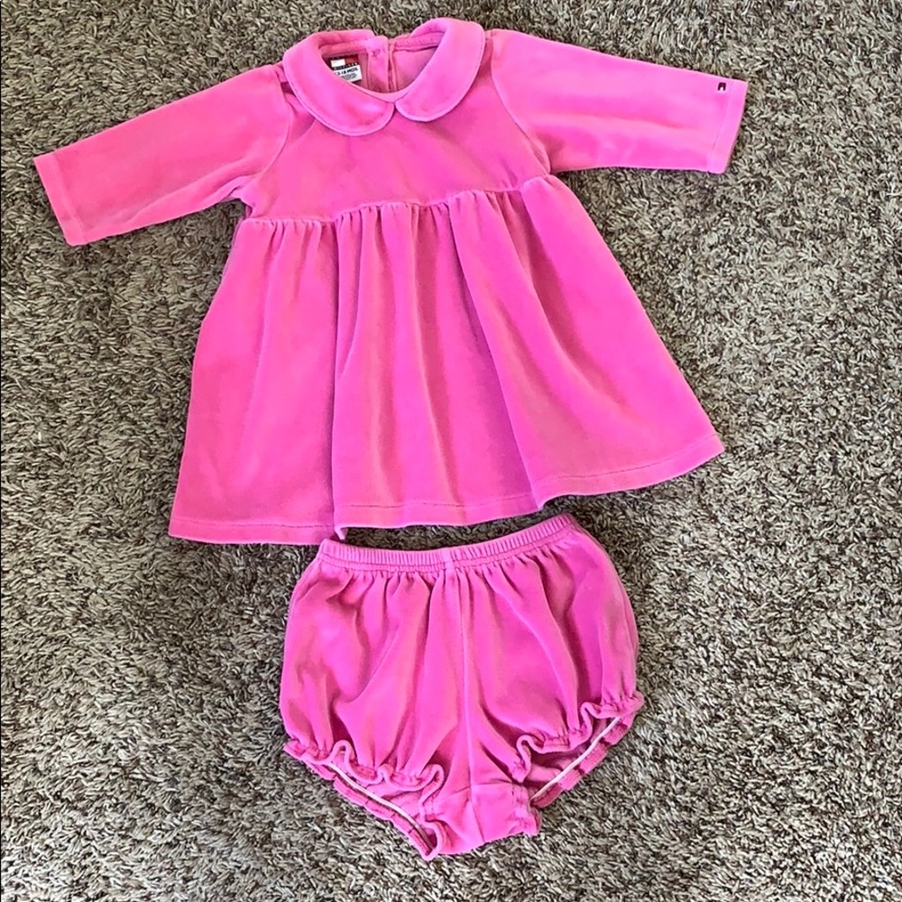 Tommy Hilfiger Baby Girls 12-18 Months Plush Dress & Diaper Cover Set